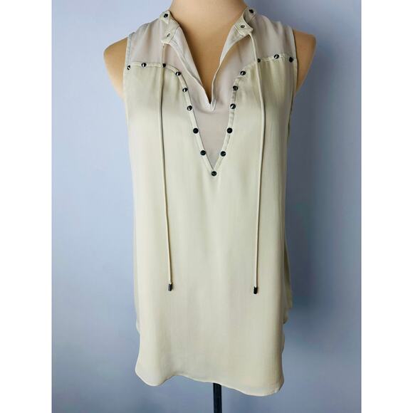 Haute Hippie Size Small Liberty Studded Silk Tank Cream Luxury $248 MSRP - Picture 4 of 11